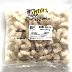 Camarón crudo talla 41-50 desvenado sin cáscara Frigogher